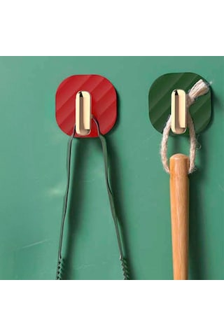 2li Yapışkanlı Retro Askılık Dolap Kapak Kulpu Yeşil 5047 Çok Renkli