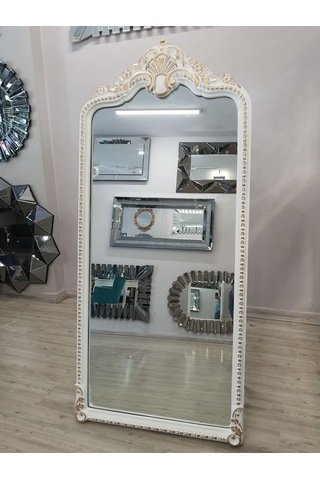 Ayna Denizi Princess White Gold Model Beyaz Altın Renk Dekoratif Ayaklı Boy Aynası Beyaz - Altın