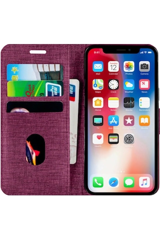 Samsung Galaxy Uyumlu S8 Plus Kartvizitli Cüzdan Kılıf Mor Samsung Galaxy Uyumlu S8 Plus Kartvizitli Cüzdan Kılıf Mor