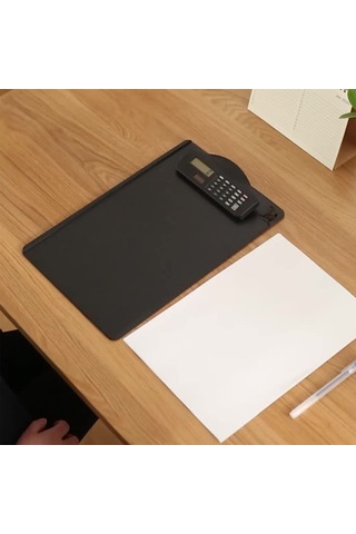 A4 Kağıt Dosyası İçin Çok Fonksiyonlu Klipbord, Dosya Hesap Makinesi, Yazı Pad'i, Kalem Yeri Ve Cetvel, Öğrenci Ofisi İş Dosyası İçin Uygun Siyah