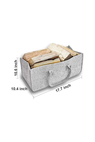 Şömine Odun Saklama Çantası, Keçe Malzeme, Gri Gri