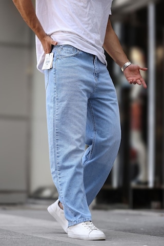 Madmext Mavi Erkek Yıkamalı Baggy Jean 7216-mavi Mavi