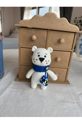 Amigurumi Çantalı Minik Kutup Ayısı 16 Cm