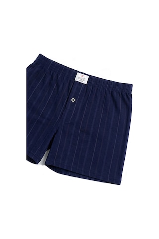 Öts Erkek %100 Pamuk Boxer Çizgili Düğmeli Ergonomik Tasarım 2652 İndigo