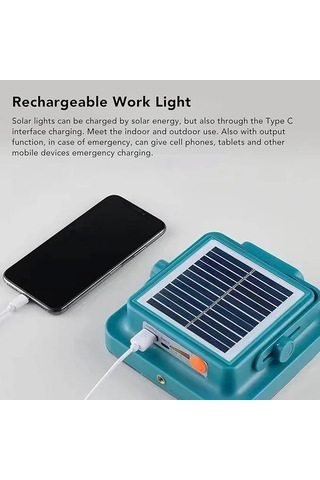 Hp-l02 Solar Taşınabilir Led Kamp Lambası 60w 60 Led Usb Şarjlı Powerbank Özellikli Su Geçirmez Flaşhör 4 Mod Açık Mavi