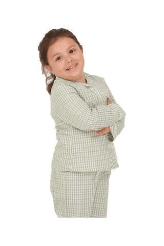 The Don Açık Yeşil Ekose Kız Çocuk Pijama Takımı (9-14 Yaş)