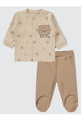Civil Baby Erkek Bebek Pijama Takımı 1-6 Ay Fildişi Fil Dişi