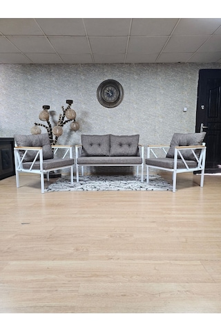 Beyaz Boyalı Bahçe - Balkon - Mutfak Çay Seti Takımı Bahçe Koltuk 001