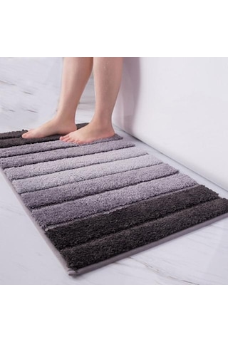 Gri Mengnı Kaymaz Banyo Paspası Zeminde Basit Çizgili Emici Halı Banyo Halı Paspaslar Mutfak Banyo Aksesuarları İçin 50cm 80cm Gri