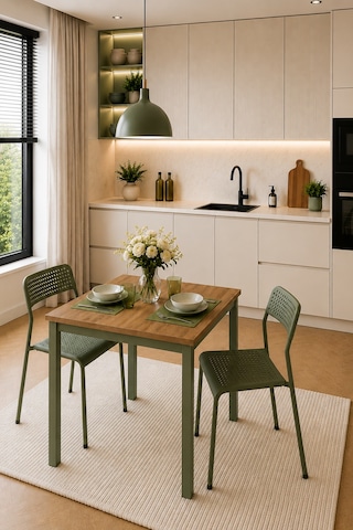 2'li Mutfak Seti Mutfak Masa Ve Sandalye Seti Balkon Masası Cafe Seti, 3 Lü Bistro Masa & Sandalye Takımı Çam/yeşil-yy