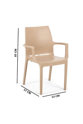 Omnipazar Sy-2502 Plastik Eve Bahçe Koltuk Sandalye 4'lü Set Bej Bej