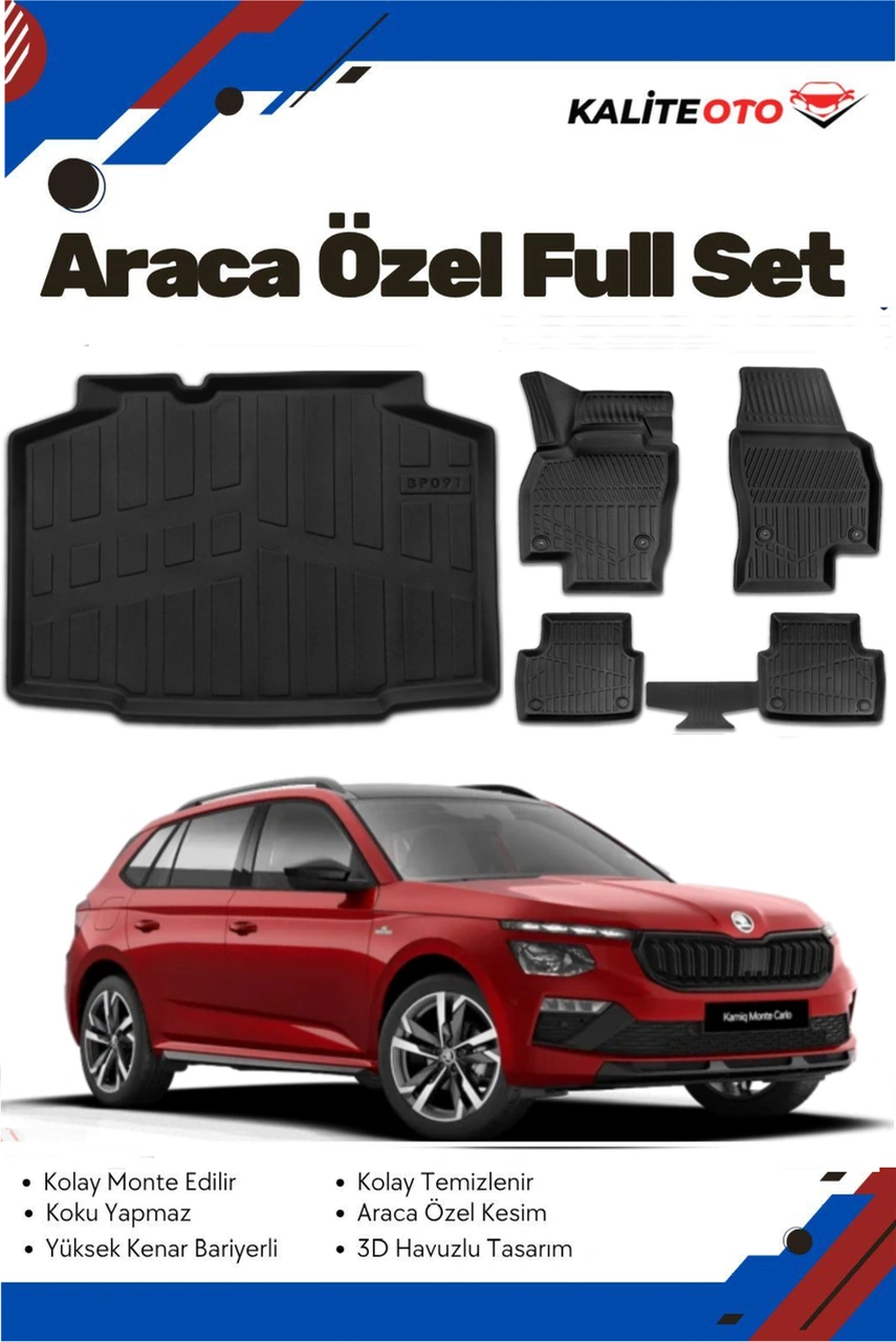 Skoda Kamiq 2025 Model Yumuşak Paspas+bagaj Havuzu Seti