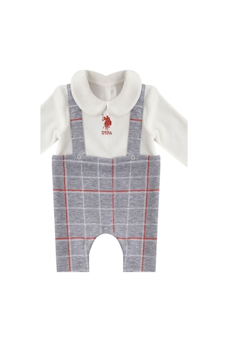 U.S. Polo Assn. Gri Melanj Kadife Bebek Tulum Kadife