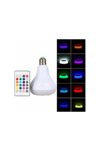 Kumandalı Rgb Led Işık Bluetooth Hoparlör Ses Lambası Renkli Ampul -