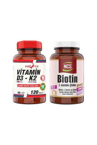 Ncs Biotin L Sistein Çinko 60 Tablet + Nevfix D3-K2 120 Tablet