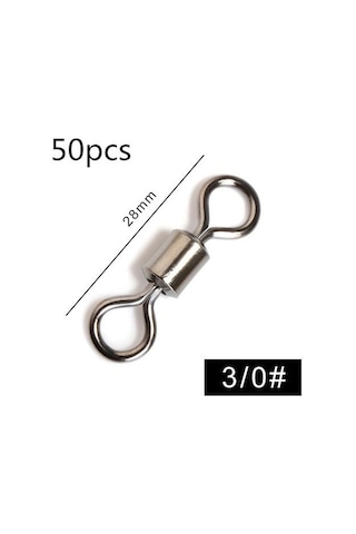 50 Adet/grup Döner Bilyalı Rulman Balıkçılık Döner Katı Döner Güvenlik Yapış Halka Döner Sazan Balıkçılık Aksesuarları 3/0 -50pcs