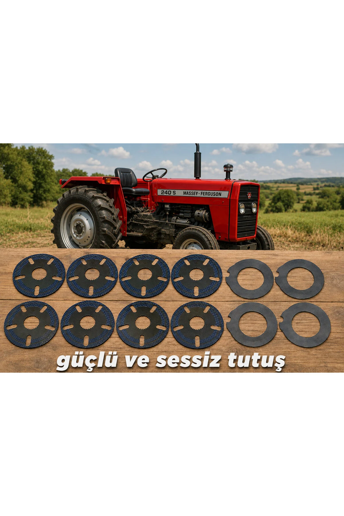 240/285/4255/4370/5365/3050/3060 Massey Ferguson Yağlı Fren 8 Balatalı 4 Saçlı Disk Takım Yeni Model Organik Ağır Hizmet