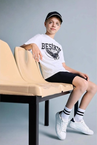 Defacto Beşiktaş Kısa Kollu Pijama Üst Şort Pijama Alt 2li Pijama Takımı Erkek Çocuk H7618a826hswt34 Beyaz-wt34