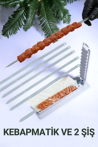 Rotanev Şiş Ve Kebapmatik Adana Urfa Kebap Kalıbı Aparatı Pratik Hızlı Kebap Makinesi Kutusu 2 Adet Gri