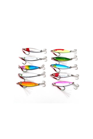 Valkyrie 10 Adet 20gr 6cm Kutulu Metal Rapala Jig Seti Balık Olta Yemi Parlak Gerçekçi Zoka