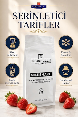 Simonelli Çilek Aromalı Toz Milkshake Karışımı 1 KG
