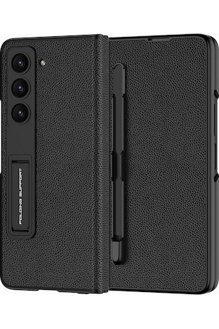 Samsung Uyumlu Galaxy Z Fold 5 Kılıf Zore Kalem Bölmeli Droga Kapak Siyah