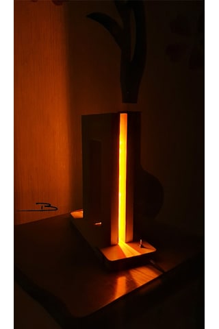 Doğal Ahşap Gizli Led Dekoratif Abajur Aydınlatma Masa Lambasi Amber