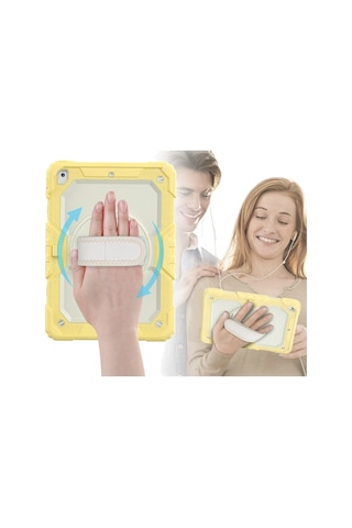Newface - 452 - iPad Uyumlu 10.2 7.nesil Kılıf Strap New Tablet Kapak - Csmo-tex - - Sarı