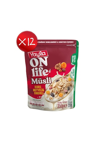 Yayla Onlife Kuru Meyveli Fındıklı Müsli 350 G X12