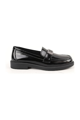 Libero Kadın Loafer Günlük Hakiki Deri Parlak Rugan Metal Toka Detaylı Maskülen Esnek Kauçuk Taban L061.528 Siyah