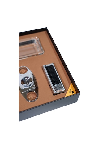Cohiba Çakmak Kesici Küllük Sehpa Tüp Gümüş Beşli Puro Seti - Tr8813