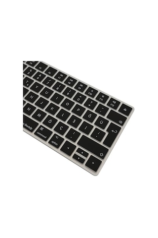 Apple Magic Keyboard 2 Uyumlu A1644 Klavye Koruyucu Türkçe Q Silikon Kapak Ultra İnce 0,3mm Toz, Sıvı & Kir Koruma Şeffaf/siyah