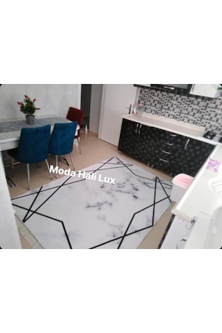 Platin Kaymaz Tabanlı Halı Yolluk Makinede Yıkanabilir Siyah