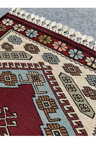 El Dokuma Yağcıbedir Halısı 72x115 Turkuaz Kök Boya Yün Halı Turkuaz