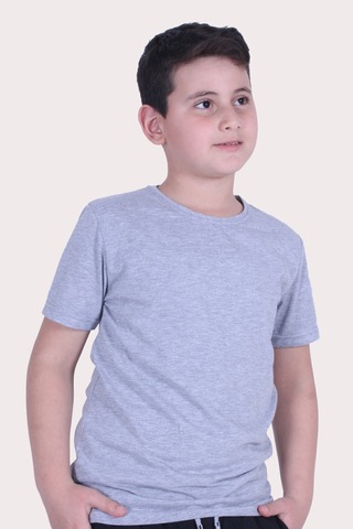Fyk Kids Düz Model Farklı Renk Seçeneği Ile Unisex Çocuk Tişört Gri