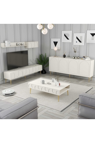 Variant Lyon 3 Lü Salon Takımı - Krem / Altın