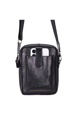 Bloominbag Bloombag Obsidian Black Hakiki Deri Crossbody Çanta Siyah