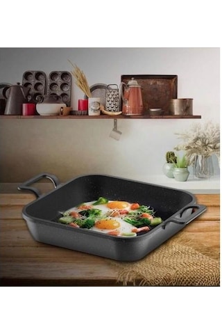 Eda Kare Döküm Sahan Siyah 22 CM Zk-974