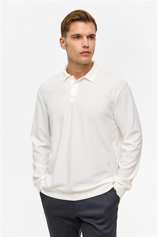 SÜVARİ Beyaz Regular Düz Polo Yaka Sweatshirt Beyaz