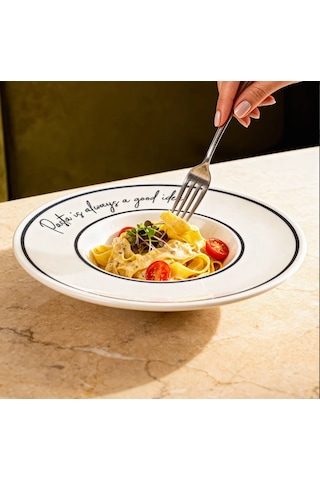 Fecra Tavola Porselen Makarna Tabağı Beyaz