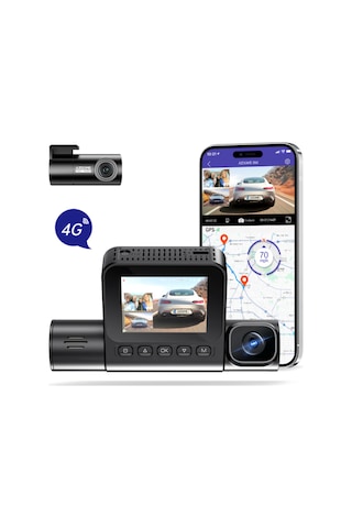 S58 4g Sim Kartlı Ticari Yönetmelik Uyumlu 4k 3 Kameralı Araç Kamerası - Sos Butonlu