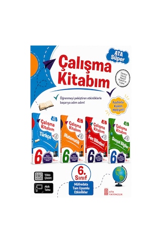 6. Sınıf Ata Süper Türkçe - Matematik - Fen Bilimleri - Sosyal Bilgiler Çalışma Kitabım Seti