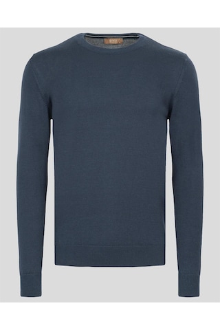 Erkek Bisiklet Yaka Triko Slim Fit Pamuklu Kazak Ncs Jeans 3002-Lacivert