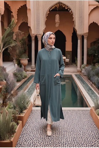 Armine Trend Düğme Detaylı Beli Lastikli Ve Kuşaklı Cepli Giy Çık Mint 26yt517