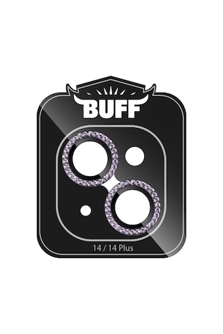 Buff Apple Uyumlu iPhone 14 / 14 Plus Diamond Kamera Lens Koruyucu Mor