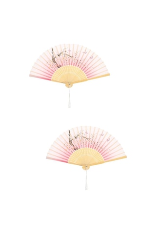 Beluga Yelpaze Bambu Serinletici Vintage Şık Püsküllü Japon Yelpaze 0426 2 Adet