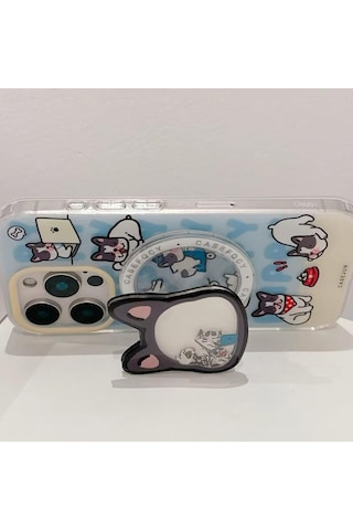 E2m Magsafe Telefon Tutucu Stand Sevimli Kedi Beyaz Beyaz