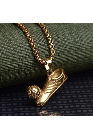 Erkek Kolye Çelik Gol Kralı Futbolcu Takı Aksesuar k24 t5 Çelik