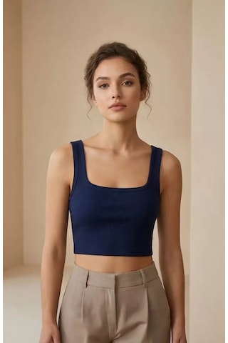 LUXSTOREE Kadın Lacivert Kalın Askılı Crop Top Büstiyer Modern Ve Şık Tasarım Çok Renkli