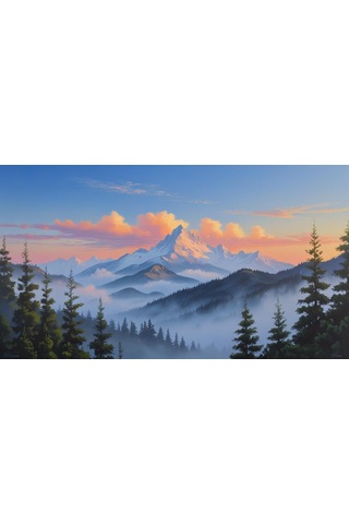 Doğa Ve Manzara Yatay Gün Doğumunda Görkemli Dağ Manzarası 07 Çerçevesiz 90x60cm Pvc Tablo